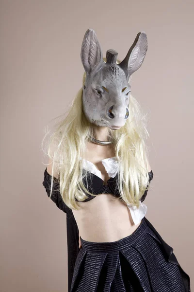 Porque Riso Melhor Remédio Rir Dos Estereótipos Loira Mulher Burro — Fotografia de Stock