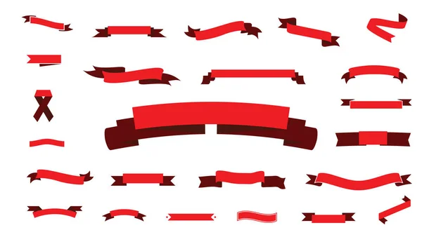 Red Web Ribbons Set. Vector illustration, EPS 10