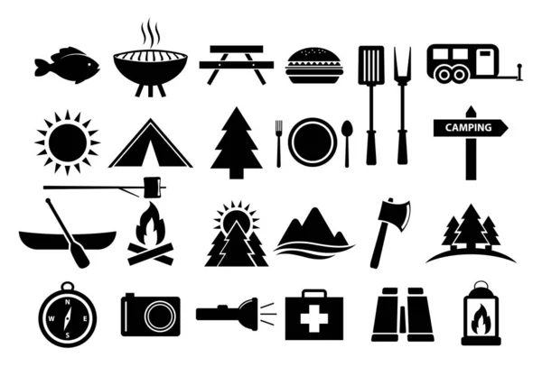 Camping Camp Food Vector Icon Set Διάνυσμα Eps — Φωτογραφία Αρχείου