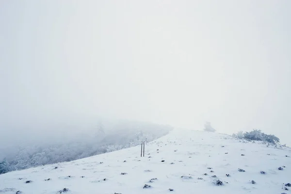 Montaña Nieve Paisaje Durante Invierno Puy Pariou Auvernia Francia —  Fotos de Stock
