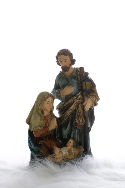 Josef Und Maria Mit Jesuskind Der Krippe — Stockfoto