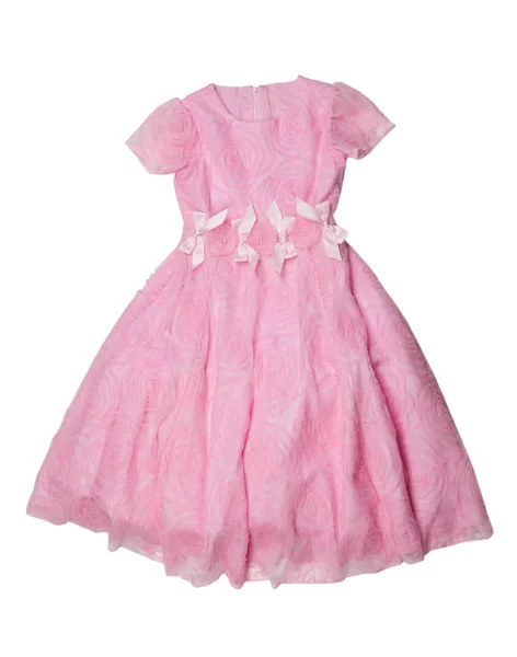 Vestido Rosa Lujo Para Niños Aislar Blanco — Foto de Stock