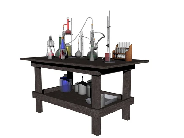 Tisch Mit Einem Holzstuhl Und Einem Glas Wein — Stockfoto
