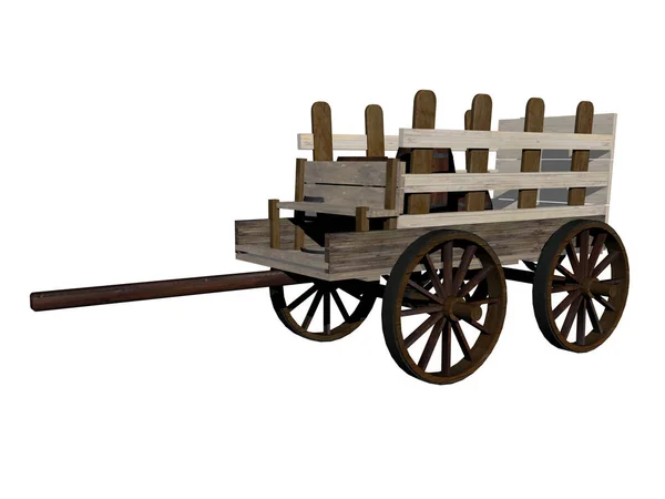 Wooden Wagon Wheels Isolated White Background — Stock Photo, Image