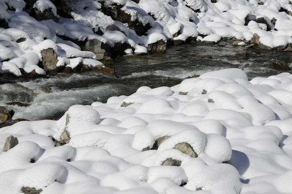 Krimmler Värk Vinter Krimml Bäck Flod Snö Pinzgau Austrien Salzburg — Stockfoto