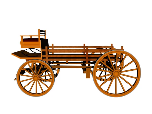 Old Wooden Wagon Isolated White Background — Stock Photo, Image