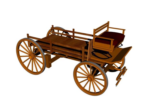 Old Wooden Wagon Wheel Isolated White Background — Stock Photo, Image