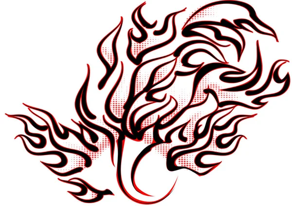 Abstract Tatuaj Flăcări Izolate Fundal Alb — Fotografie, imagine de stoc