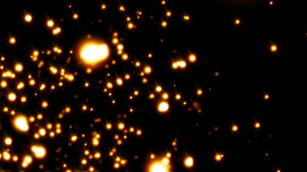 Işıltılı Parçacıklar Işıltı Yumuşak Bir Akım Boyunca Kayması Altın Parçacıkları — Stok fotoğraf