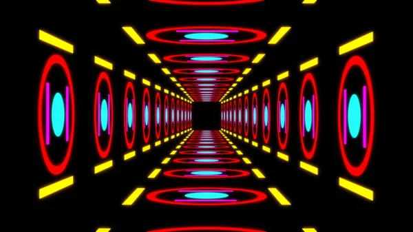 Ретро Красочный Туннель Цветной Элемент Черным Фоном — стоковое фото