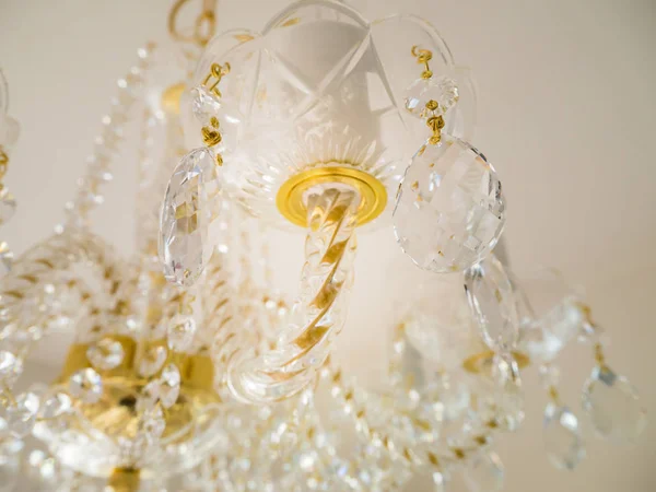 Crystal Glass Glittering Chandelier Room — Stock Photo, Image