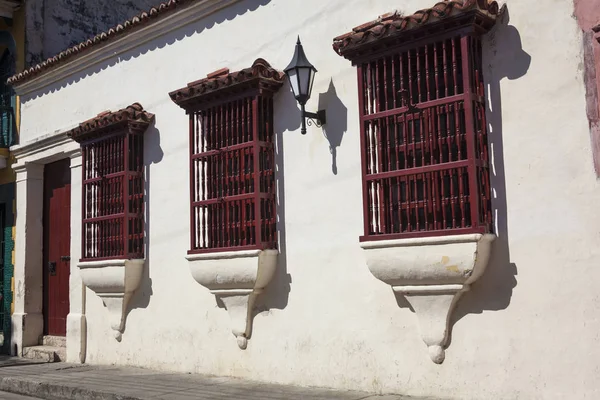 Fassade Eines Kolonialhauses Cartagena Indias — Stockfoto