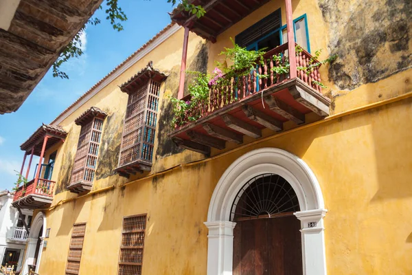Fasáda Koloniálního Domu Cartagena Indias — Stock fotografie