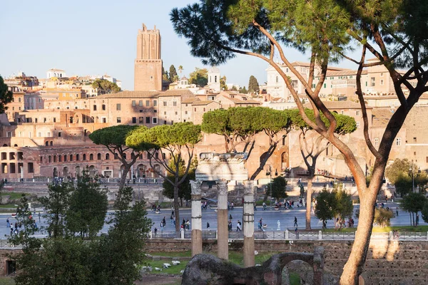 Voyage Italie Vue Sur Forum César Route Dei Fori Imperiali — Photo