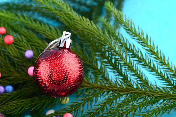 Decoração Natal Bola Natal Ornamentos Com Ramo Árvore Natal — Fotografia de Stock