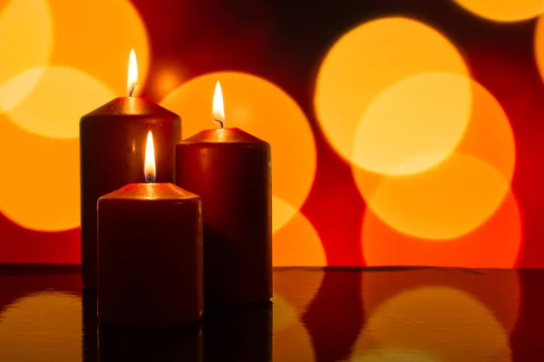 Red Candles Lights Bokeh Background — Stock Photo, Image
