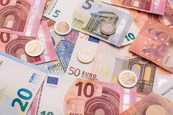 Eurobankjegyek Euroérmék Bevétele Tartalma — Stock Fotó