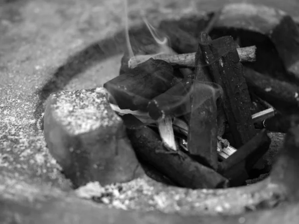 Fogo Carvão Vegetal Fogão — Fotografia de Stock