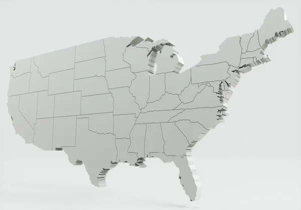Mappa Degli Stati Uniti Rendering Altamente Dettagliato — Foto Stock