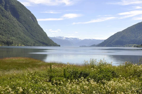 Fotos Vetlefjorden Entre Dragsvik Ulvastad Calle — Foto de Stock