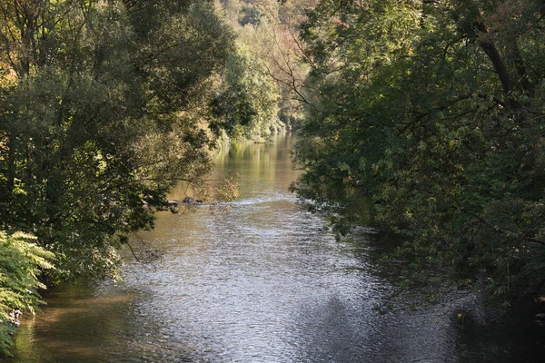 Hermosa Vista Sobre Río Tranquilo Wupper Alemania Nrw —  Fotos de Stock