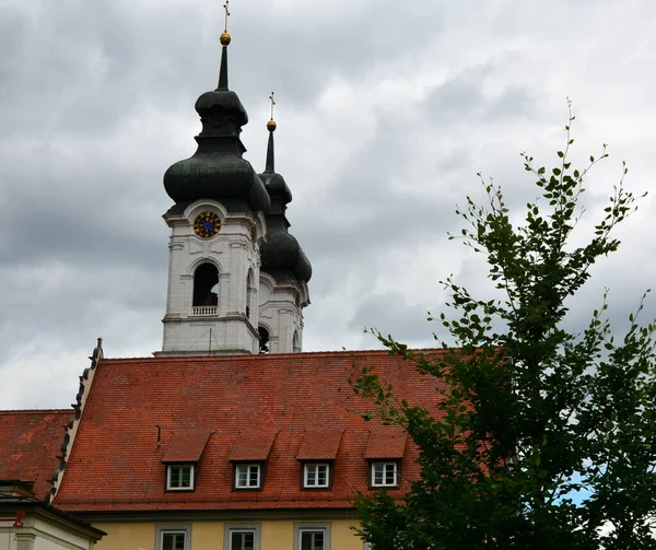 Κρεμμύδι Πύργους Της Εκκλησίας Μοναστήρι Zwiefalten — Φωτογραφία Αρχείου