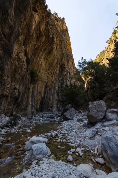 Samaria Gorge Cama Rio Montanha Creta Grécia — Fotografia de Stock