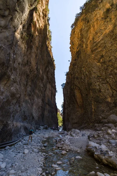 Samaria Gorge Cama Rio Montanha Creta Grécia — Fotografia de Stock