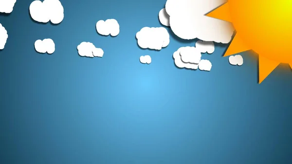 Nubes Dibujos Animados Simples Sol Fondo Divertido — Foto de Stock