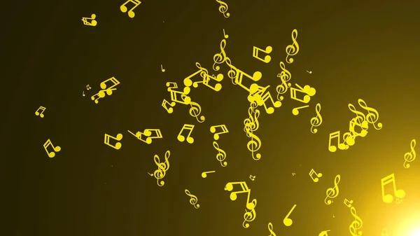 Des Notes Musicales Flottent Fond Abstrait Avec Fusées Éclairantes — Photo