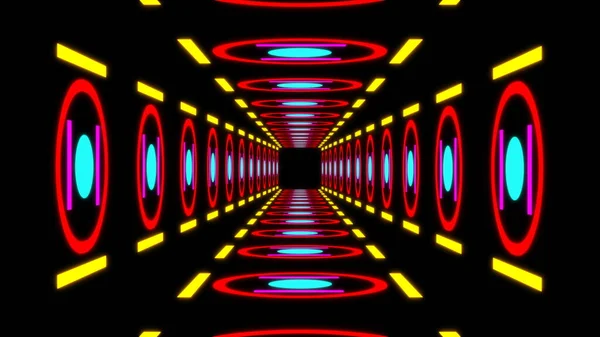 Ретро Кольоровий Тунель Барвистий Елемент Чорним Тлом — стокове фото