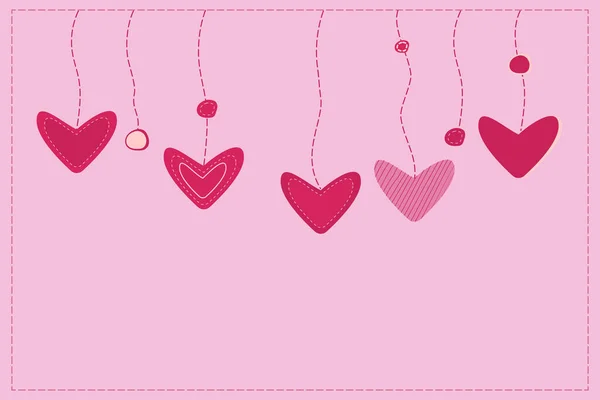 Grußkarte Mit Herzen Und Kopierraum Auf Rosa Hintergrund — Stockfoto