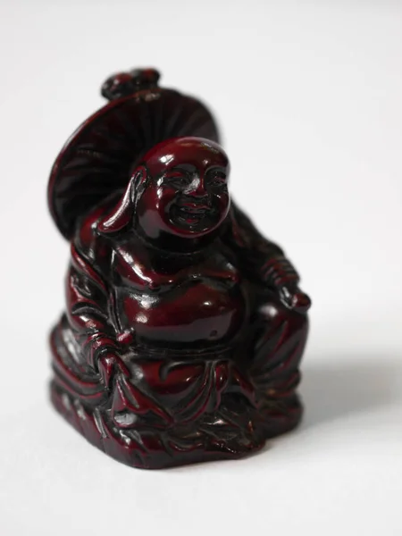 Lachende Boeddha Die Een Grote Hoed Draagt — Stockfoto