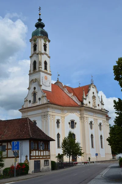 Vesnice Kostel Steinhausen Oberschwaben — Stock fotografie