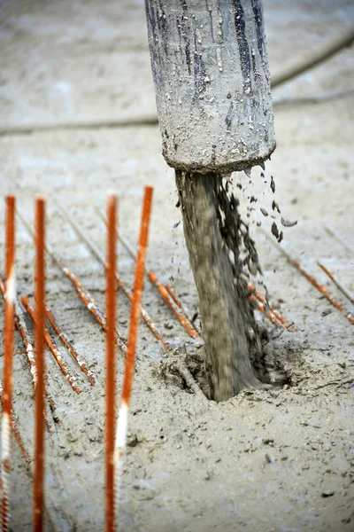 Baustelle Gießt Beton — Stockfoto