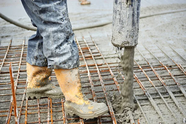 Baustelle Gießt Beton — Stockfoto