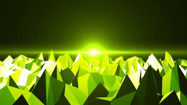 Low Poly Mountain Landscape Digital Background Flares — Stock Photo, Image