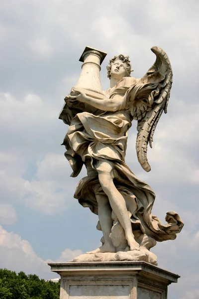 Statue Angel Pedestal Inscription Rome — Stock Photo, Image