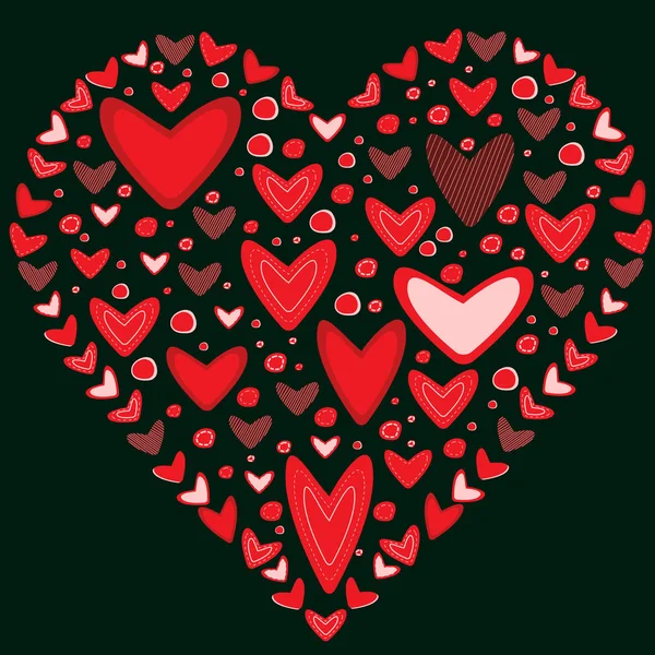 Концепция Любви Множества Сердец Форме Сердца Чёрном Фоне — стоковое фото