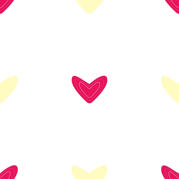 Seamless Pattern Dark Pink Yellow Hearts White Background — Stock Photo, Image