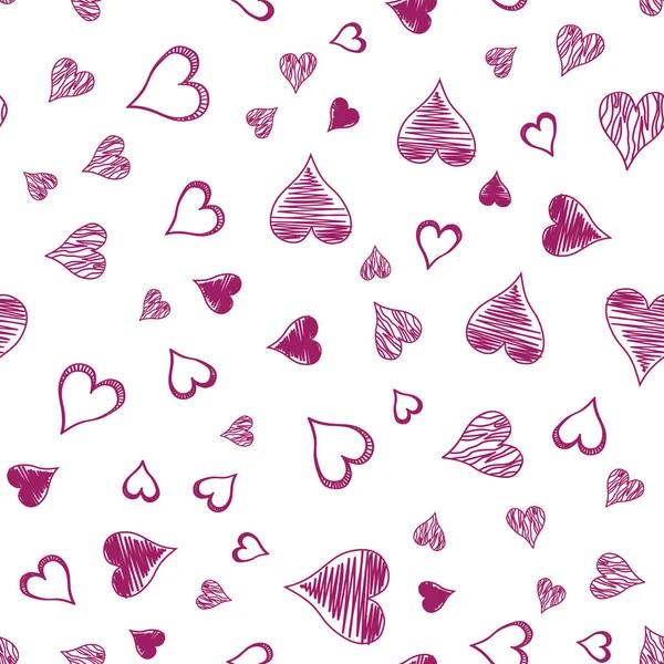 Seamless Pattern Different Size Hand Drawn Hearts White Background — Stock Photo, Image