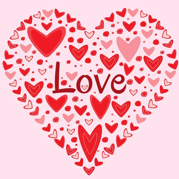 Pojęcie Miłości Wielu Serc Kształcie Serca Różowym Tle — Zdjęcie stockowe