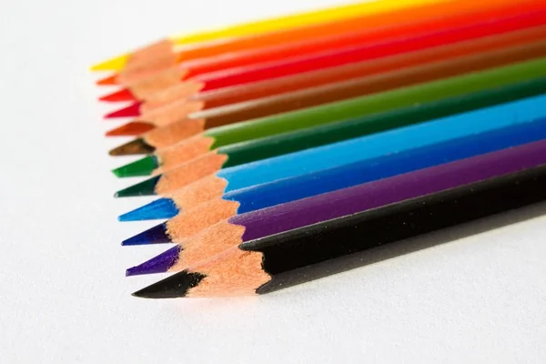 Colours Spectrum Pens White Wallpaper Pen Draw Tool Children Painter — Stock Photo, Image