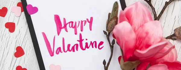 Valentine Háttér Szívvel Virággal — Stock Fotó