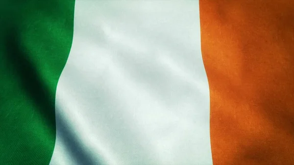 Bandiera Realistica Ultra Dell Irlanda Che Sventola Nel Vento Loop — Foto Stock