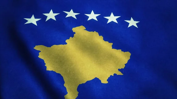 Reális Túlzó Zászlaja Koszovói Integetett Szél Varrat Nélküli Hurok Rendkívül — Stock Fotó