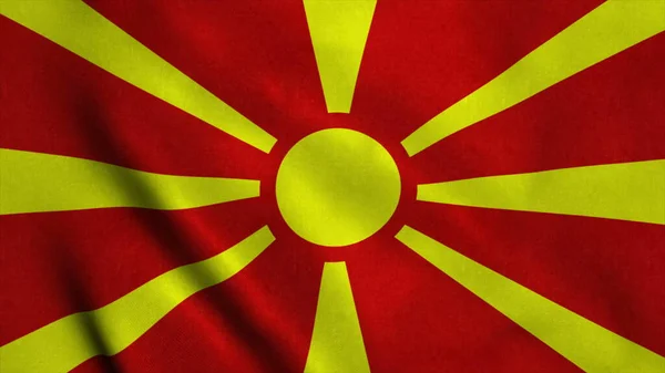 Ρεαλιστική Ultra Σημαία Ανέμισμα Της Μακεδονίας Στον Άνεμο Αδιάλειπτη Βρόχο — Φωτογραφία Αρχείου