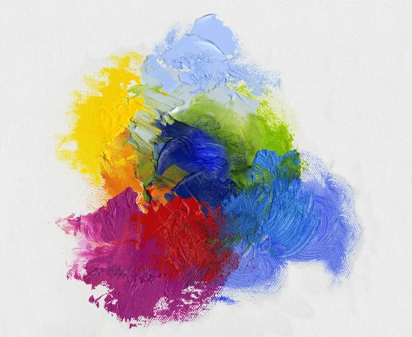 Regenbogenfarben Impasto Abstract Canvas Concept — Stockfoto