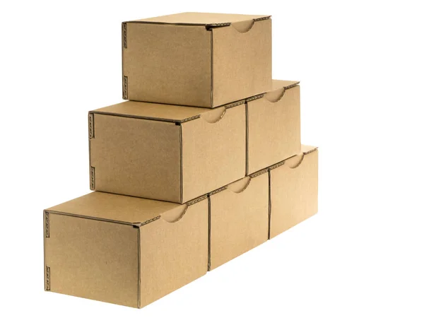 Cajas Cartón Marrón Aisladas Blanco — Foto de Stock