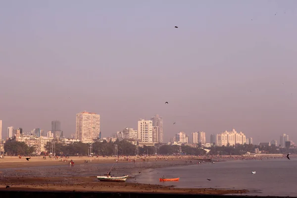 Girgaum Chowpatty Beach Mest Kända Stränderna Mumbai Människor Alla Åldrar — Stockfoto